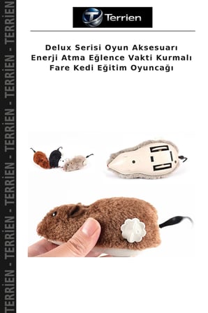 Delux Serisi Oyun Aksesuarı Enerji Atma Eğlence Vakti Kurmalı Fare Kedi Eğitim Oyuncağı