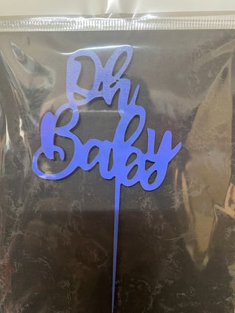 Özel Üretim OH BABY BEBEK MAVİ AHŞAP PASTA ÜZERİ SÜS Parti Malzemesi Doğum Günü Eğlence
