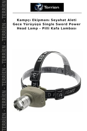 Kampçı Ekipmanı Seyahat Aleti Gece Yürüyüşü Single Sword Power Head Lamp - Pilli Kafa Lambası