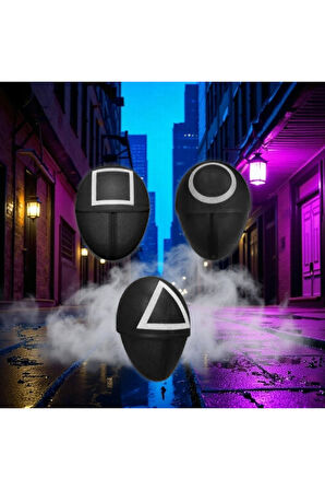 Squid Game Maske 3Lü Set Oyuncu Yüz Maskesi Kare Yuvarlak Ucgen Squid Game Maske Eğitici Oyuncaklar