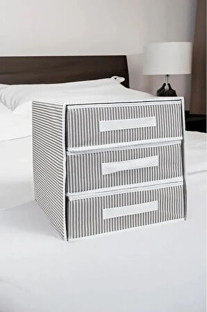 (3 ADET) ALAS 3 Gözlü/Bölmeli Çekmece Yeni Sezon Nano Teknoloji Kumaş 32*32*32cm