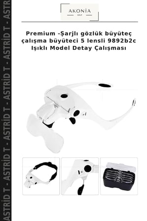 Premium -Şarjlı gözlük büyüteç çalışma büyüteci 5 lensli 9892b2c Işıklı Model Detay Çalışması