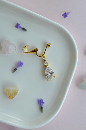 Damla Taşlı Deliksiz Göbek Piercingi