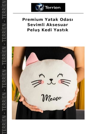 Premium Yatak Odası Sevimli Aksesuar Peluş Kedi Yastık
