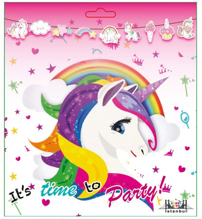 Özel Üretim Aksesuar Parti Süsü Süs 3D UNICORN ZARF BANNER