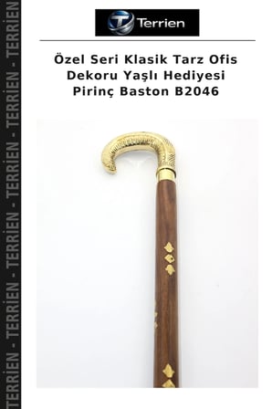 Özel Seri Klasik Tarz Ofis Dekoru Yaşlı Hediyesi Pirinç Baston B2046