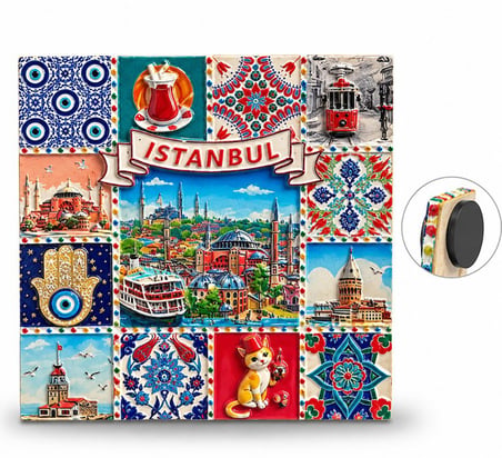 Özel Üretim Dekoratif Obje Şehir Hatırası Hatıra Objesi İstanbul Temalı Polyester Magnet