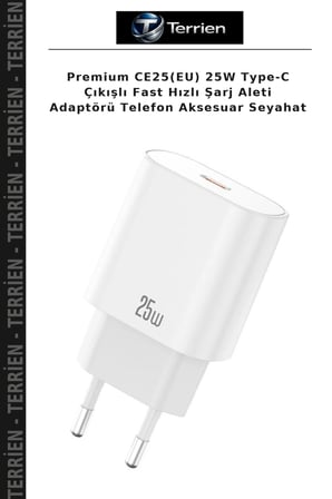 Premium CE25(EU) 25W Type-C Çıkışlı Fast Hızlı Şarj Aleti Adaptörü Telefon Aksesuar Seyahat