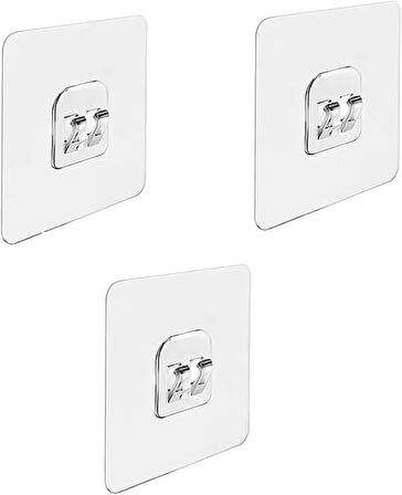 Microcase Güçlü Plastik Yapışkanlı Suya Dayanıklı  Banyo Mutfak Eşya Taşıma Raf Askısı 3 Adet - Şeffaf AL4269