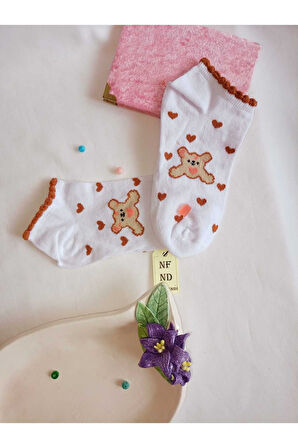 3 ÇİFT DİKİŞSİZ PATİK ÇORAP KADIN PAMUKLU KISA KONÇ DESENLİ ÇORABI BEYAZ KAHVE 36-40