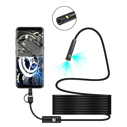 TÜRKİYEDE TEK 3 Kameralı USB Type-C 10MT Yılan Kamera