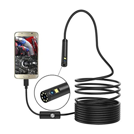 TÜRKİYEDE TEK 3 Kameralı USB Type-C 10MT Yılan Kamera