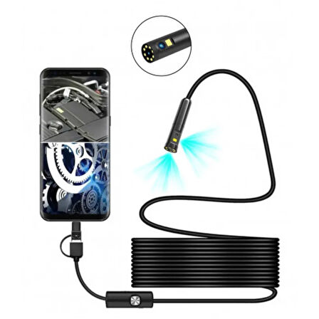 TÜRKİYEDE TEK 3 Kameralı USB Type-C 2MT Yılan Kamera