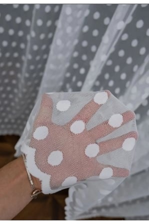 Çocuk Odası Puantiyeli Yuvarlak Desenli 3Kat Pileli Tül Perde
