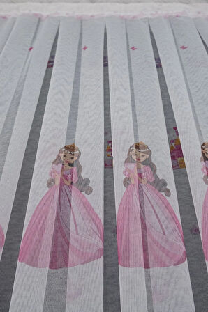 Çocuk Odası Renkli Prenses Modeli 3kat Pileli Tül Perde