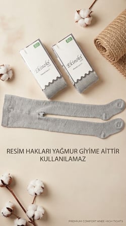 Ekinoks Koton %100 Pamuk 3 adet Gri Kilotlu Çocuk Çorabı 0-14 Yaş GRİ