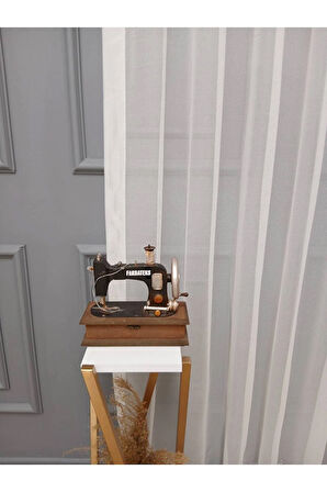 Farbateks Dikim Cemre Sade Düz Örme Krem Renkli Ütü Istemez 3kat Pileli Tül Perde