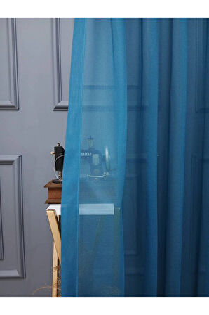 Farbateks Dikim Cemre Sade Düz Örme Petrol Renkli Ütü İstemez 3Kat Pileli Tül Perde