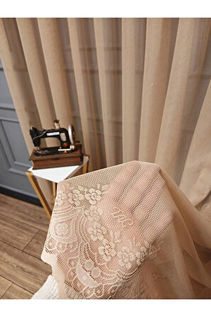 Farbateks Dikim Cemre Sade Düz Örme Vizon Renkli Ütü İstemez 3Kat Pileli Tül Perde