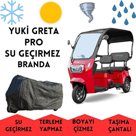 Yuki Greta Pro Kabinli 3 Tekerlekli Motor Brandası Su Geçirmez