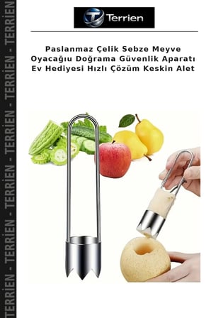 Paslanmaz Çelik Sebze Meyve Oyacağıu Doğrama Güvenlik Aparatı Ev Hediyesi Hızlı Çözüm Keskin Alet