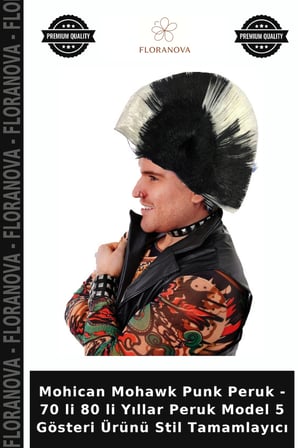 Mohican Mohawk Punk Peruk - 70 li 80 li Yıllar Peruk Model 5 Gösteri Ürünü Stil Tamamlayıcı