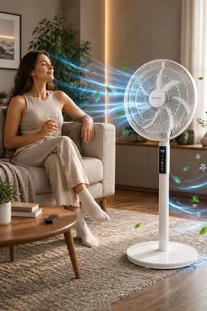 Delux Serisi Serinlik Sıcak Ekranlı Vantilatör 7 Pervaneli SF02 Beyaz 60W