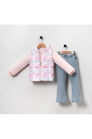 Necix's Şişme Yelekli Kot Pantolonlu Kız Takım Pembe 234229