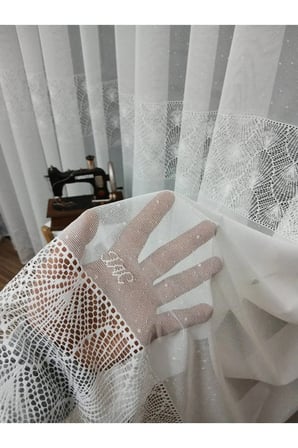 Farbateks Dikim Taç Yakamoz Ara Desen 3Kat Tül Perde