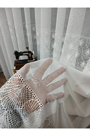 Farbateks Dikim Taç Yakamoz Ara Desen 3Kat Tül Perde