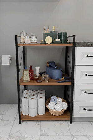 3 Katlı Banyo Rafı Metal Çerçeveli Çok Amaçlı Organizer,Çamaşır Odası,Havlu Düzenleyici Banyo Dolabı