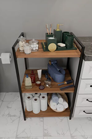 3 Katlı Banyo Rafı Metal Çerçeveli Çok Amaçlı Organizer,Çamaşır Odası,Havlu Düzenleyici Banyo Dolabı