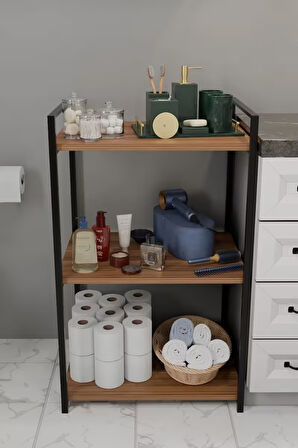 3 Katlı Banyo Rafı Metal Çerçeveli Çok Amaçlı Organizer,Çamaşır Odası,Havlu Düzenleyici Banyo Dolabı