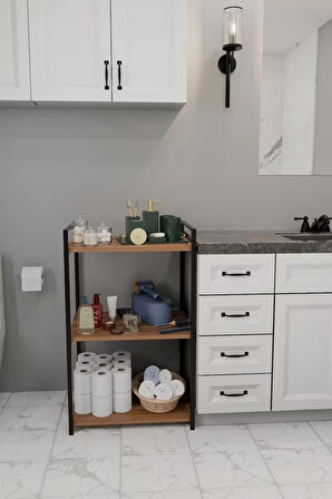 3 Katlı Banyo Rafı Metal Çerçeveli Çok Amaçlı Organizer,Çamaşır Odası,Havlu Düzenleyici Banyo Dolabı
