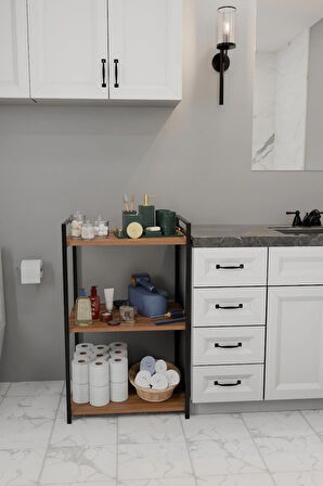3 Katlı Banyo Rafı Metal Çerçeveli Çok Amaçlı Organizer,Çamaşır Odası,Havlu Düzenleyici Banyo Dolabı