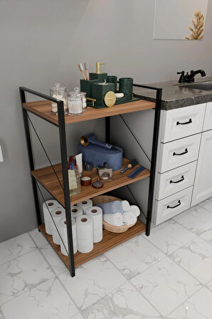 3 Katlı Banyo Rafı Metal Çerçeveli Çok Amaçlı Organizer,Çamaşır Odası,Havlu Düzenleyici Banyo Dolabı