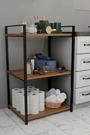 Steel Design 3 Katlı Banyo Rafı Metal Çerçeveli Çok Amaçlı Organizer,Çamaşır Odası,Düzenleyici Banyo Dolabı Beyaz