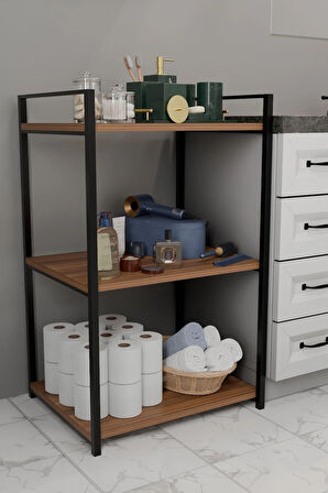 Steel Design 3 Katlı Banyo Rafı Metal Çerçeveli Çok Amaçlı Organizer,Çamaşır Odası,Düzenleyici Banyo Dolabı Beyaz