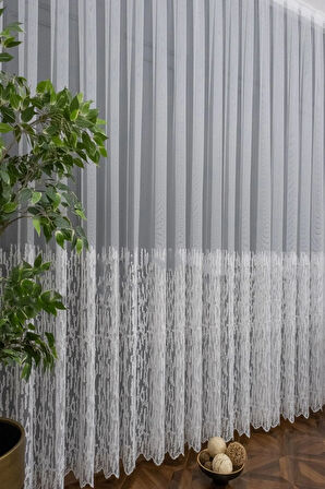 Farbateks Dikim Dina Işlemeli Geniş Desen Etek 3kat Pileli Tül Perde