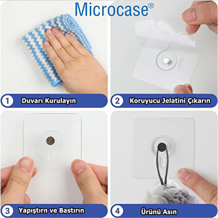 Microcase Güçlü Plastik Yapışkanlı Hanger Vidasız Eşya Ürün Taşıma Askılık 5 Adet - Şeffaf AL4344