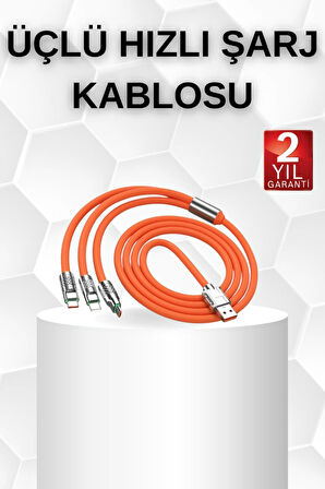 Üçlü Hızlı Şarj Kablosu S219 - Hızlı Şarj, Kolay Kullanım