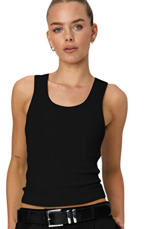 Kadın 3’lü Pamuklu Kalın Askılı Body Set (%95 Pamuk) – Siyah Beyaz Gri