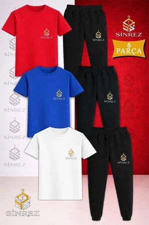 Çocuk LOGO Baskılı 3Lü Tişort Eşofman Takımı