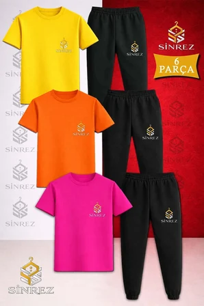 Çocuk LOGO Baskılı 3Lü Tişort Eşofman Takımı