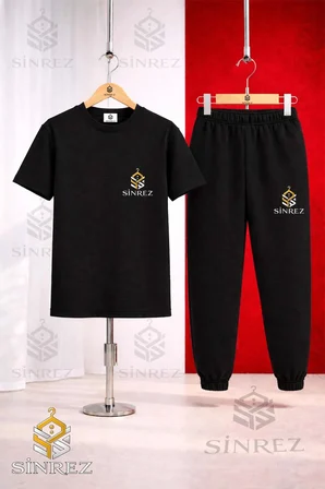 Çocuk LOGO Baskılı 3Lü Tişort Eşofman Takımı