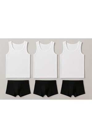 ERKEK EKONOMİK LİKRALI 3 LÜ SET ATLET VE BOXER TAKIMI 3 ATLET 3 BOXER