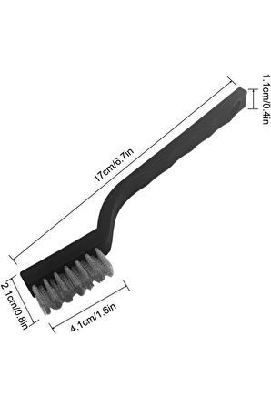 3'lü Çelik Pirinç Naylon Fırça Seti Mini Detay Temizleme Paslanmaz Plastik Saplı Cüruf Pas Toz