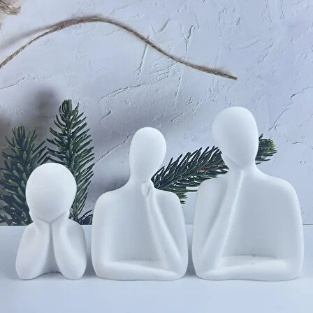 Modern Minimalist 3 lü Aile Figürleri – Zarif ve Anlamlı Dekorasyon Parçaları