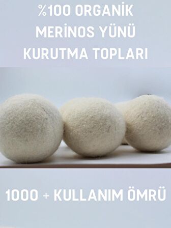 3’lü Kokulu Yün Tamamen Organik Kurutma Topu Doğal Çamaşır Yumuşatıcı Keçe Kurutma Makinesi Topları