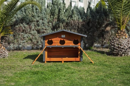 3 Yuvalı Kedi Evi Mamalıklı Ahşap
